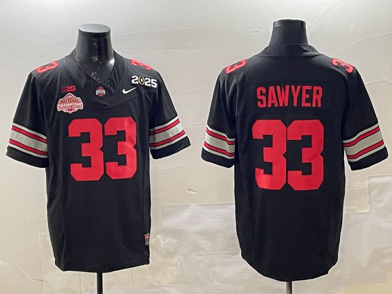 Men Ohio State Buckeyes #33 Sawyer Black Three generations Nike 2025 NCAA Jersey->ncaa teams->NCAA Jersey